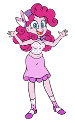 Size: 550x900 | Tagged: safe, artist:carouselunique, pinkie pie, equestria girls, g4, bare shoulders, belly button, chubby, clothes, female, midriff, muffin top, plump, simple background, skirt, sleeveless, solo, strapless, transparent background