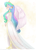 Size: 1500x2100 | Tagged: safe, artist:twily09, princess celestia, human, g4, abstract background, clothes, dress, eyes closed, female, goddess, humanized, smiling, solo, winged humanization, wings