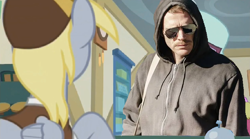 Size: 808x450 | Tagged: safe, edit, edited screencap, screencap, derpy hooves, human, pegasus, pony, g4, my little pony best gift ever, irl, irl human, photo, ted kaczynski, this will end in explosions, unabomber, we are going to hell