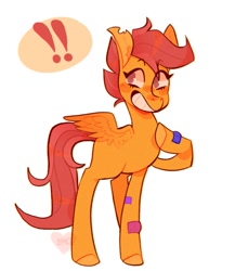 Size: 500x576 | Tagged: safe, artist:carebeartastic, scootaloo, pegasus, pony, g4, bandage, blushing, cute, cutealoo, female, simple background, smiling, solo, spread wings, wings