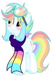 Size: 6052x8830 | Tagged: safe, artist:rainbows-skies, oc, oc only, oc:water star, pony, unicorn, absurd resolution, blushing, clothes, goggles, male, scarf, simple background, solo, stallion, transparent background