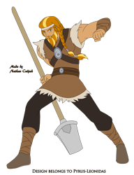 Size: 1920x2497 | Tagged: safe, artist:pyrus-leonidas, part of a set, rockhoof, human, series:mortal kombat:defenders of equestria, g4, beard, belt, boots, braid, clothes, crossover, facial hair, humanized, male, man, mortal kombat, pants, rockhoof's shovel, shoes, shovel, simple background, solo, transparent background