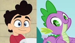 Size: 416x239 | Tagged: safe, screencap, garth, spike, g4, aqualad, comparison, dc superhero girls