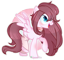 Size: 1222x1154 | Tagged: safe, artist:2pandita, oc, oc only, pegasus, pony, abstract background, colored pupils, commission, eye clipping through hair, female, leg warmers, mare, raised hoof, raised leg, simple background, smiling, solo, spread wings, transparent background, watermark, wings