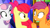 Size: 1362x766 | Tagged: safe, screencap, apple bloom, scootaloo, sweetie belle, earth pony, pegasus, pony, unicorn, g4, growing up is hard to do, my little pony: friendship is magic, cutie mark crusaders, female, looking at each other, mare, older, older apple bloom, older cmc, older scootaloo, older sweetie belle