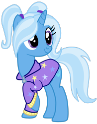 Size: 2294x2945 | Tagged: safe, artist:gmaplay, trixie, pony, unicorn, g4, alternate hairstyle, babysitter trixie, cute, diatrixes, female, gameloft interpretation, high res, mare, pigtails, simple background, solo, transparent background