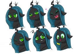 Size: 1024x768 | Tagged: safe, artist:tomizawa96, queen chrysalis, changeling, changeling queen, g4, bust, expressions, female, open mouth, portrait, solo