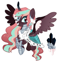 Size: 1280x1367 | Tagged: safe, artist:vintage-owll, oc, oc only, alicorn, pony, armor, cloak, clothes, female, mare, offspring, parent:fluttershy, parent:king sombra, parents:sombrashy, simple background, solo, transparent background