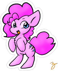 Size: 621x756 | Tagged: safe, artist:zutcha, pinkie pie, earth pony, pony, g4, chest fluff, cute, diapinkes, female, happy, rearing, simple background, smiling, solo, transparent background