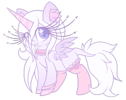 Size: 2484x1989 | Tagged: safe, artist:starlightlore, oc, oc only, oc:sugar star crystal, alicorn, pony, alicorn oc, choker, clothes, female, horn, mare, simple background, socks, solo, transparent background, wings