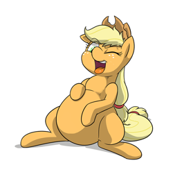 Size: 2146x2130 | Tagged: safe, artist:mickeymonster, edit, applejack, earth pony, pony, g4, abdominal bulge, belly, big belly, cropped, female, high res, implied vore, mare, straight, throat bulge, tongue out