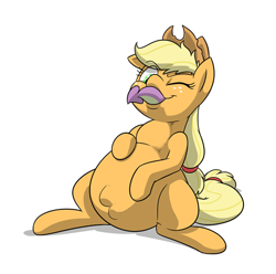 Size: 2146x2130 | Tagged: safe, artist:mickeymonster, applejack, spike, earth pony, pony, g4, abdominal bulge, belly, belly bumps, cropped, female, fetish, high res, male, mare, predajack, ship:applespike, shipping, spikeprey, straight, tail sticking out, throat bulge, tongue out, vore