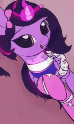 Size: 640x1072 | Tagged: safe, ai assisted, ai content, artist:vultraz, fifteen.ai, twilight sparkle, alicorn, pony, g4, aivo, alternate hairstyle, animated, avo, bow, female, hand, hit or miss, magic, magic hands, mare, meme, mia khalifa (song), music, pigtails, solo, sound, tiktok, twilight sparkle (alicorn), twintails, webm