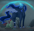 Size: 2200x2000 | Tagged: safe, artist:shirofluff, alicorn, pony, fallout equestria, artificial alicorn, blue, blue alicorn (fo:e), child, colt, cute, digital art, digital painting, fallout, finished, goddess, green, high res, male, orphan, puddle, rain, red, shield, the goddess, unity, wasteland