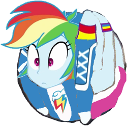 Size: 383x380 | Tagged: safe, artist:sonicdefenders, rainbow dash, equestria girls, g4, ball, female, inanimate tf, morph ball, rainball, simple background, solo, transformation, white background