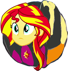 Size: 344x363 | Tagged: safe, artist:sonicdefenders, sunset shimmer, equestria girls, g4, ball, female, inanimate tf, morph ball, shimmerball, simple background, solo, transformation, white background