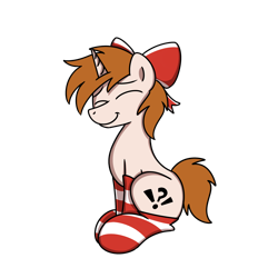 Size: 2000x2000 | Tagged: safe, artist:sugar morning, oc, oc only, oc:white shield, pony, unicorn, bow, clothes, crossdressing, hair bow, high res, male, simple background, socks, solo, stallion, striped socks, transparent background