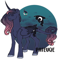 Size: 1478x1499 | Tagged: safe, artist:duskysketch, princess luna, alicorn, pony, g4, alternate design, female, gradient mane, leonine tail, simple background, solo, transparent background