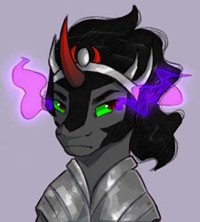 Size: 411x457 | Tagged: safe, alternate version, artist:lea_lala63, king sombra, pony, unicorn, g4, bust, curved horn, horn, male, solo, sombra eyes, stallion