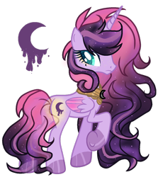 Size: 1024x1148 | Tagged: safe, artist:marihht, artist:princesssnowofc, oc, oc only, alicorn, pony, base used, cute, ethereal mane, female, magical lesbian spawn, mare, offspring, parent:pinkie pie, parent:princess luna, parents:lunapie, simple background, transparent background