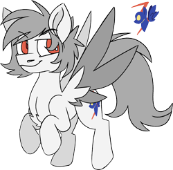 Size: 1524x1497 | Tagged: safe, artist:taaffeiite, derpibooru exclusive, oc, oc only, oc:shadow, pegasus, pony, commission, cutie mark, flying, male, red eyes, simple background, solo, stallion, transparent background