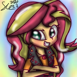 Size: 1080x1080 | Tagged: safe, artist:starflashing twinkle, sunset shimmer, equestria girls, g4, blushing, female, solo