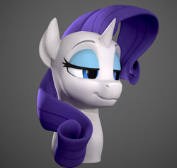 Size: 1082x1024 | Tagged: safe, artist:ikarooz, rarity, pony, g4, 3d, 3d model, bust, female, gray background, lidded eyes, mare, portrait, simple background, solo