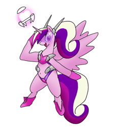 Size: 600x600 | Tagged: safe, artist:kushina13, princess cadance, alicorn, semi-anthro, g4, arm hooves, armor, bipedal, female, horn, mare, solo, wings