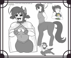 Size: 859x699 | Tagged: safe, artist:teanorthlight, oc, oc only, oc:prince torak, centaur, black and white, cute, dialogue, grayscale, implied lord tirek, mlem, monochrome, ocbetes, open mouth, silly, smiling, solo, tongue out, younger