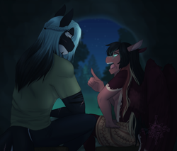 Size: 2672x2280 | Tagged: safe, artist:askbubblelee, oc, oc only, oc:daniel dasher, oc:mako, dracony, dragon, hybrid, orca, orca pony, original species, pony, anthro, angry, anthro oc, digital art, duo, high res, story in the source, uncle and nephew