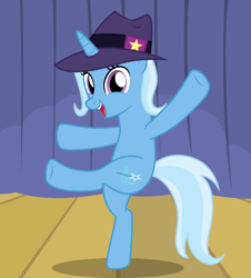 Size: 1762x1953 | Tagged: safe, artist:badumsquish, derpibooru exclusive, trixie, pony, unicorn, g4, too many pinkie pies, bipedal, can-can, clone, clothes, cutie mark, dancing, equestria girls ponified, fedora, female, hat, high kick, implied mirror pool, kick, kicking, looking at you, mare, ponified, radio city rockettes, show accurate, stage