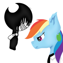 Size: 1000x1000 | Tagged: safe, artist:asiandra dash, rainbow dash, pegasus, pony, g4, bendy, bendy and the ink machine, ink bendy, rainbow factory dash, simple background, transparent background