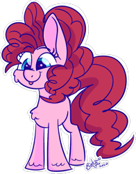 Size: 761x973 | Tagged: safe, artist:binkyt11, derpibooru exclusive, pinkie pie, earth pony, pony, g4, :p, cheek fluff, chest fluff, cute, diapinkes, female, mare, outline, simple background, smiling, solo, tongue out, transparent background