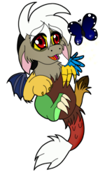 Size: 1349x2202 | Tagged: safe, artist:chibi-n92, discord, butterfly, draconequus, g4, baby, baby discord, baby draconequus, curious, cute, daaaaaaaaaaaw, discute, male, simple background, transparent background, weapons-grade cute