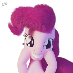 Size: 1024x1024 | Tagged: safe, artist:dashyoshi, pinkie pie, earth pony, pony, g4, 3d, birthday, blender, blender cycles, cute, diapinkes, female, looking at you, simple background, smiling, smiling at you, solo, transparent background