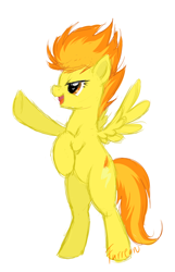 Size: 704x1096 | Tagged: safe, artist:furreon, spitfire, pegasus, pony, g4, bipedal, female, mare, open mouth, profile, simple background, solo, white background