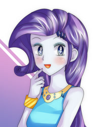 Size: 944x1200 | Tagged: safe, artist:auntie_grub, rarity, equestria girls, g4, my little pony equestria girls: better together, blushing, bust, cute, cutie mark eyes, female, open mouth, raribetes, solo, wingding eyes