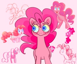 Size: 1474x1228 | Tagged: safe, artist:aliwoodruff, pinkie pie, earth pony, pony, g4, female, pink background, simple background, solo