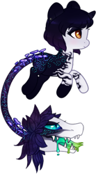 Size: 216x391 | Tagged: safe, artist:glitterring, oc, oc only, cow plant pony, monster pony, original species, plant pony, augmented tail, drool, ear fluff, fangs, hoof fluff, horn, mushroom, open mouth, plant, simple background, slit pupils, smiling, starry hair, tongue out, transparent background