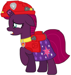 Size: 950x1007 | Tagged: safe, artist:徐詩珮, fizzlepop berrytwist, tempest shadow, pony, unicorn, series:sprglitemplight diary, series:sprglitemplight life jacket days, series:springshadowdrops diary, series:springshadowdrops life jacket days, g4, alternate universe, base used, clothes, cute, marshall (paw patrol), paw patrol, simple background, transparent background