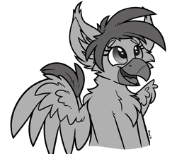 Size: 1884x1643 | Tagged: safe, artist:moemneop, oc, oc only, oc:mavi, griffon, bust, female, monochrome, portrait, simple background, solo, transparent background