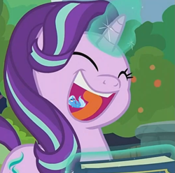 Size: 697x692 | Tagged: source needed, safe, edit, edited screencap, screencap, starlight glimmer, trixie, pony, unicorn, g4, memnagerie, my little pony: friendship is forever, cropped, endosoma, esophagus, female, levitation, magic, mare, mawshot, micro, non-fatal vore, open mouth, oral invitation, prehensile tongue, telekinesis, trixie prey, vore, vorelight glimmer
