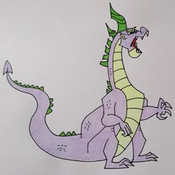 Size: 581x580 | Tagged: safe, artist:agirlwholovesmlp, spike, dragon, g4, secret of my excess, fangs, male, older, older spike, open mouth, simple background, solo, spikezilla, standing, traditional art, white background