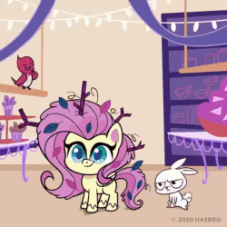 Size: 900x900 | Tagged: safe, edit, angel bunny, fluttershy, bird, pegasus, pony, g4, g4.5, my little pony: pony life, animated, colored pupils, cute, fire, katy perry, leaves, messy mane, on fire, shyabetes, smiling, some mares just want to watch the world burn, sound, stick, this is fine, twig, webm