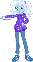 Size: 4150x7788 | Tagged: safe, artist:sacrifice02, trixie, equestria girls, g4, absurd resolution, babysitter trixie, female, looking at you, pigtails, simple background, solo, transparent background