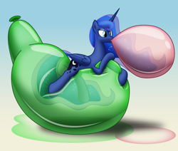 Size: 2182x1850 | Tagged: safe, artist:bladedragoon7575, princess luna, alicorn, pony, g4, balloon, balloon fetish, balloon riding, blowing up balloons, ethereal mane, female, fetish, gradient background, loonerluna, mare, party balloon, starry mane, that pony sure does love balloons, vector