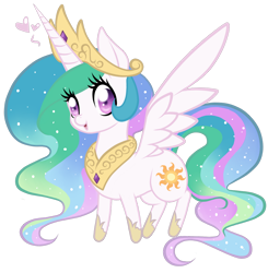 Size: 1024x1043 | Tagged: safe, artist:magicarin, princess celestia, alicorn, pony, g4, chibi, crown, cute, cutelestia, female, floating heart, heart, jewelry, looking at you, mare, open mouth, regalia, simple background, solo, transparent background