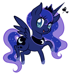 Size: 1024x1113 | Tagged: safe, artist:magicarin, princess luna, alicorn, pony, g4, chibi, cute, female, floating heart, heart, looking at you, lunabetes, mare, open mouth, simple background, solo, transparent background