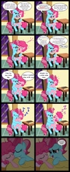 Size: 1280x3152 | Tagged: safe, artist:magerblutooth, cup cake, pinkie pie, earth pony, pony, g4, bed, bedtime story, blanket, book, chair, comic, crying, female, filly, filly pinkie pie, hug, kissing, onomatopoeia, pillow, singing, sleeping, sound effects, table, tears of joy, window, younger, zzz
