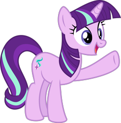 Size: 4000x4070 | Tagged: safe, artist:melisareb, starlight glimmer, pony, unicorn, g4, harvesting memories, my little pony: friendship is forever, .svg available, absurd resolution, alternate hairstyle, cute, female, glimmerbetes, implied twilight sparkle, inkscape, mane swap, mare, not twilight sparkle, raised hoof, simple background, solo, starlight sparkle, transparent background, vector